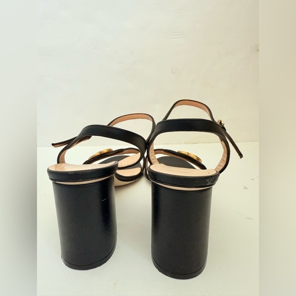 Gucci Black Leather GG Marmont Ankle Strap Block heel Sandals EU 38.5 - Picture 6 of 13